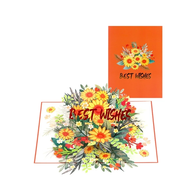 Rotating Sunflowers 3D Popup Greeting Card Handmade Artistic Birthday Gift Dropship