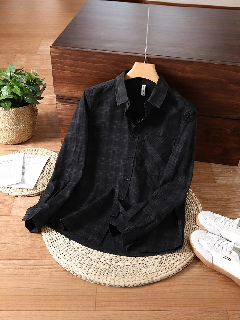 

Мужская удлиненная куртка в стиле ретро-американский клетчатый узор, свободного кроя, повседневная, универсальная, осенняя, модная, повседневная, утепленная, куртка-хаки