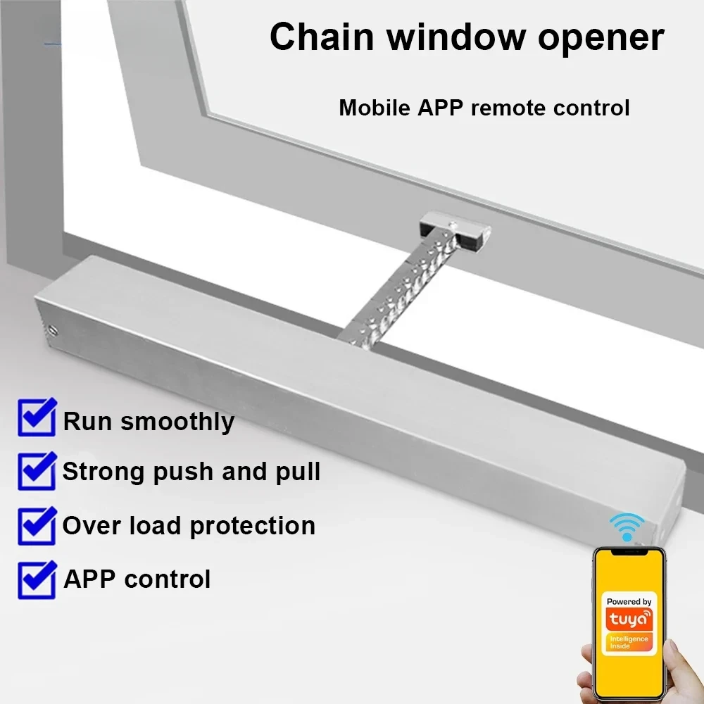 for Tuya WiFi Smart Window Opener Electronic Sky Curtain Motor System 30cm Chain Works with Smart Life App Remote Alexa