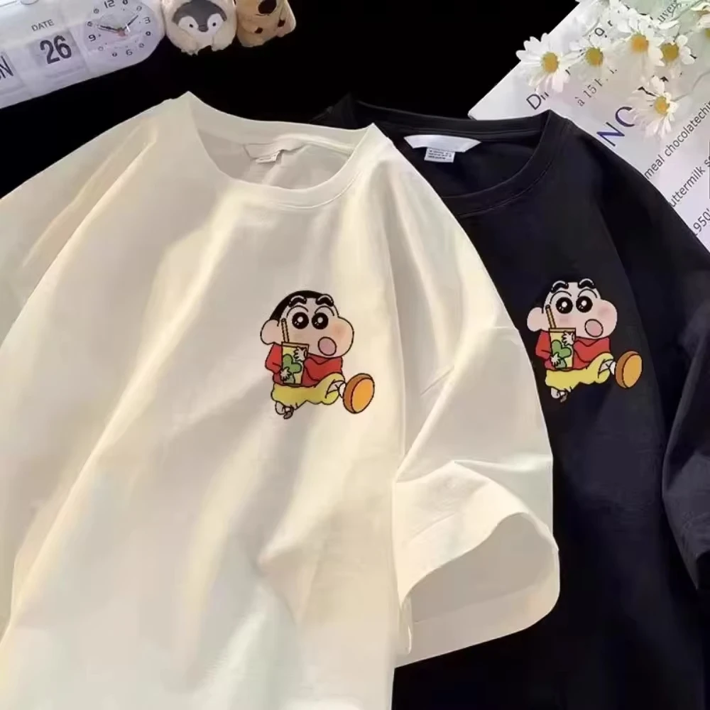Japanese Anime Crayon Shin Chan Mens T Shirt Summer Cartoon Pure Cotton Breathable Tops