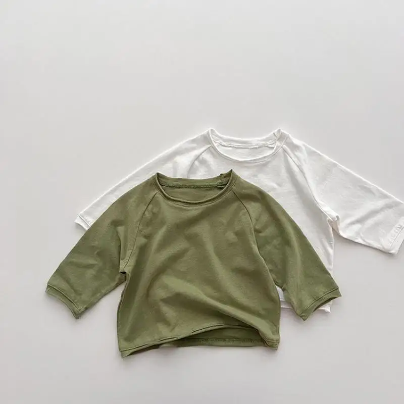 

2025 Autumn New Children Long Sleeve T Shirts Cotton Boys Casual Tee Solid Kids Girls Soft Bottoming Tops Baby Clothes