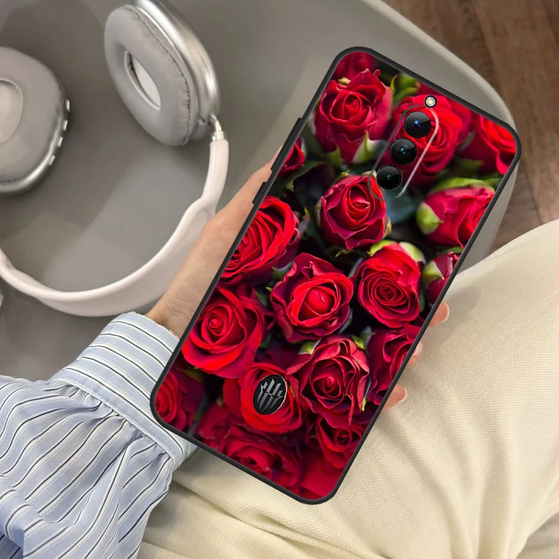 Bright Red Roses Flowers Case For ZTE Nubia Red Magic 8 Pro 8S Pro Plus RedMagic 7 6 Pro 7S 6S Pro 5G 5S 6R Cover