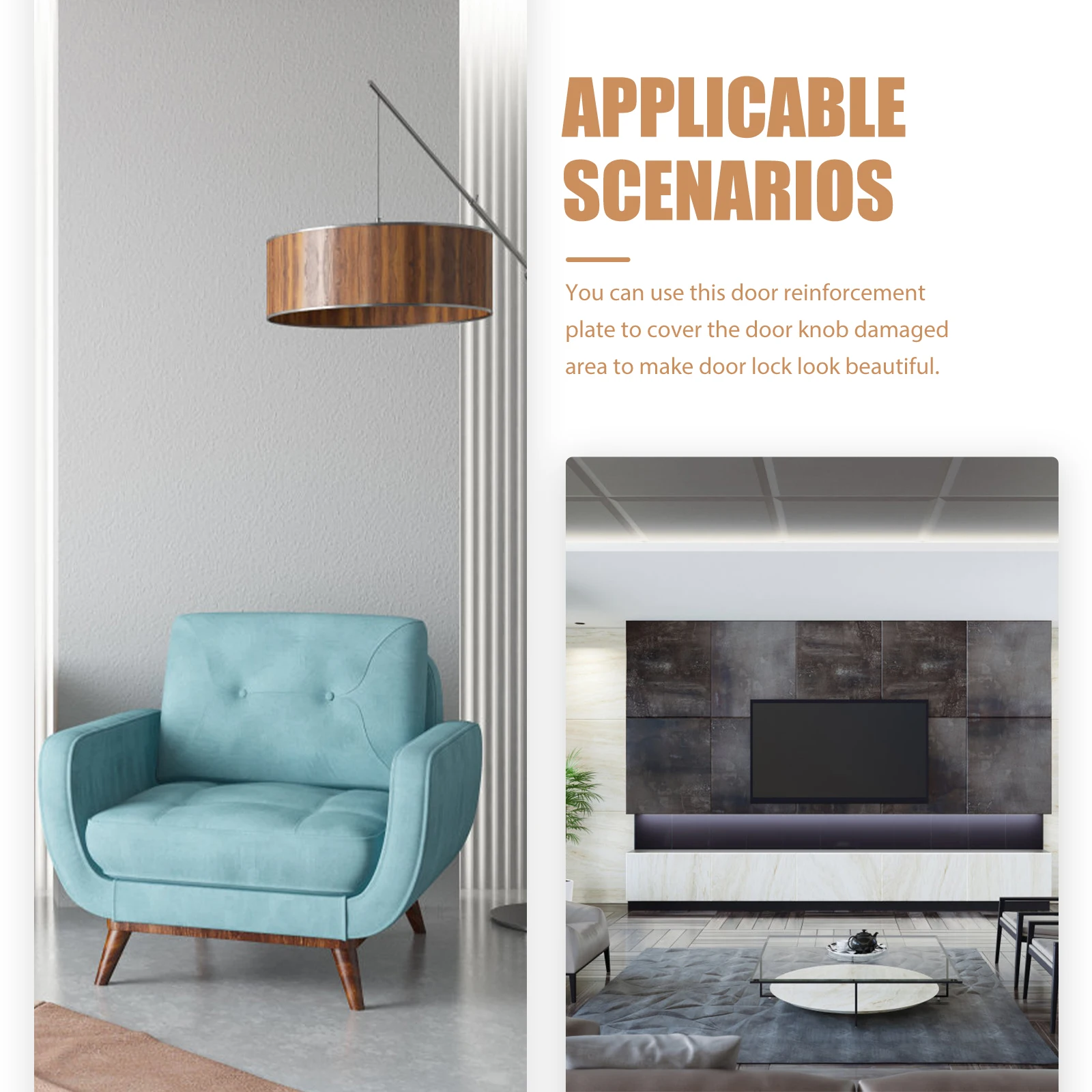 

2Pcs Door Lock Repair Plates Stainless Steel Deadbolt Covers Plate Door Knob Hole Covers Plate Reinforcement Deadbolt Cover