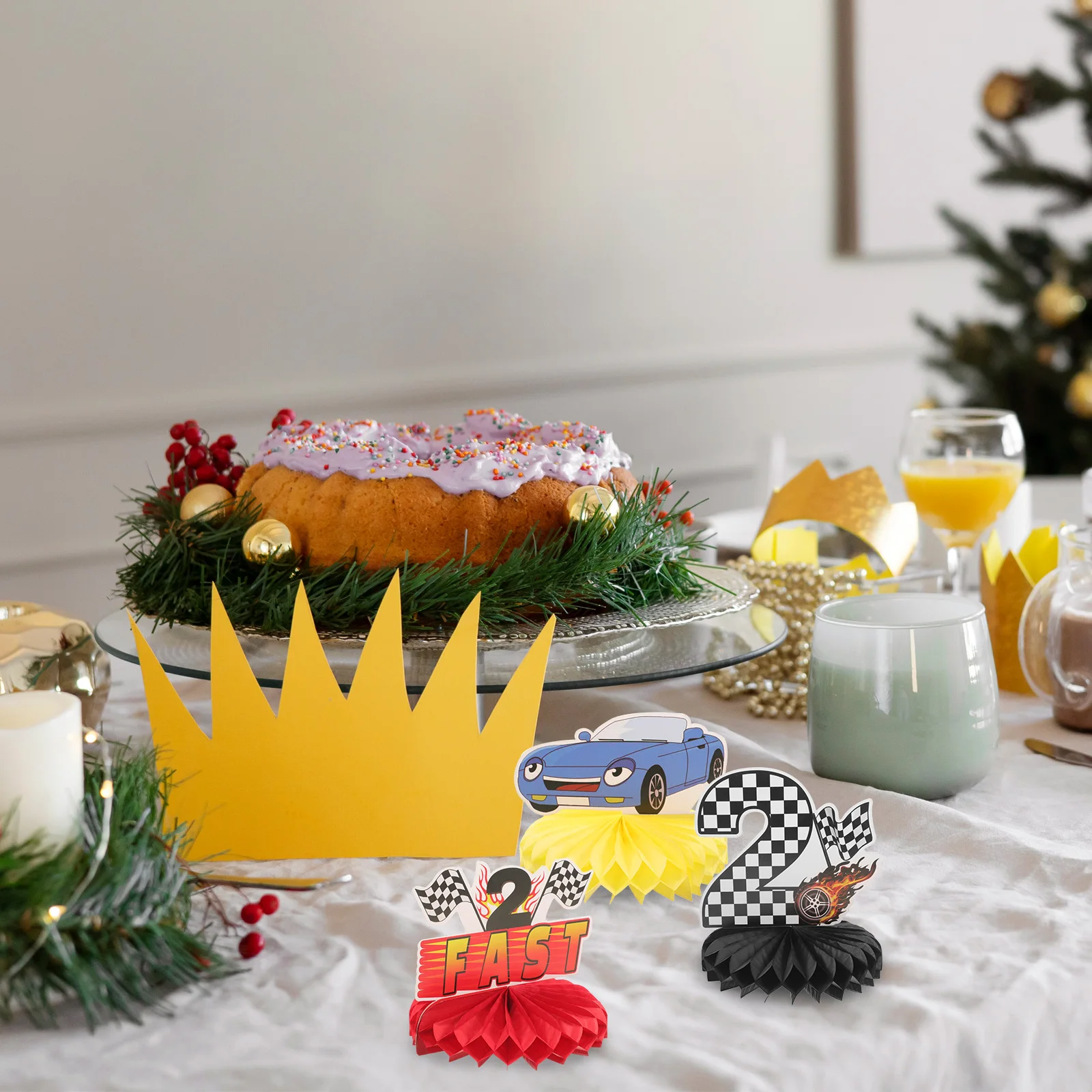 

10Pcs Race Car Honeycomb Centerpieces Racing Theme Table Decor Party Ornaments Birthday Decorations