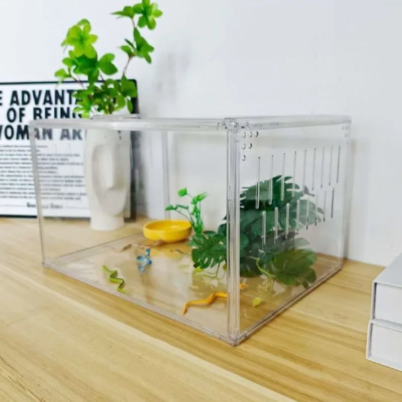 Snake Breeding Box Anti-escape Breathable Reptiles Terrariums Gecko Lizard Horned Frog Breeding Cage Reptile Pet Kennel House