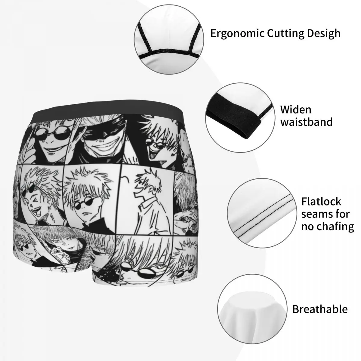 Jujutsu Kaisen,Gojo Satoru Manga Collage Underpants Breathbale Panties Male Underwear Print Shorts Boxer Briefs