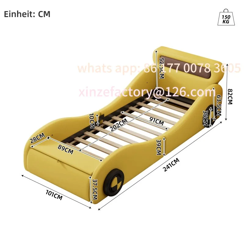 سرير أطفال فردي على شكل سيارة قابل للتخصيص، سرير أطفال مقاس 90 × 200 سم مع عجلات مضيئة ومساحة تخزين، PU للشباب #1