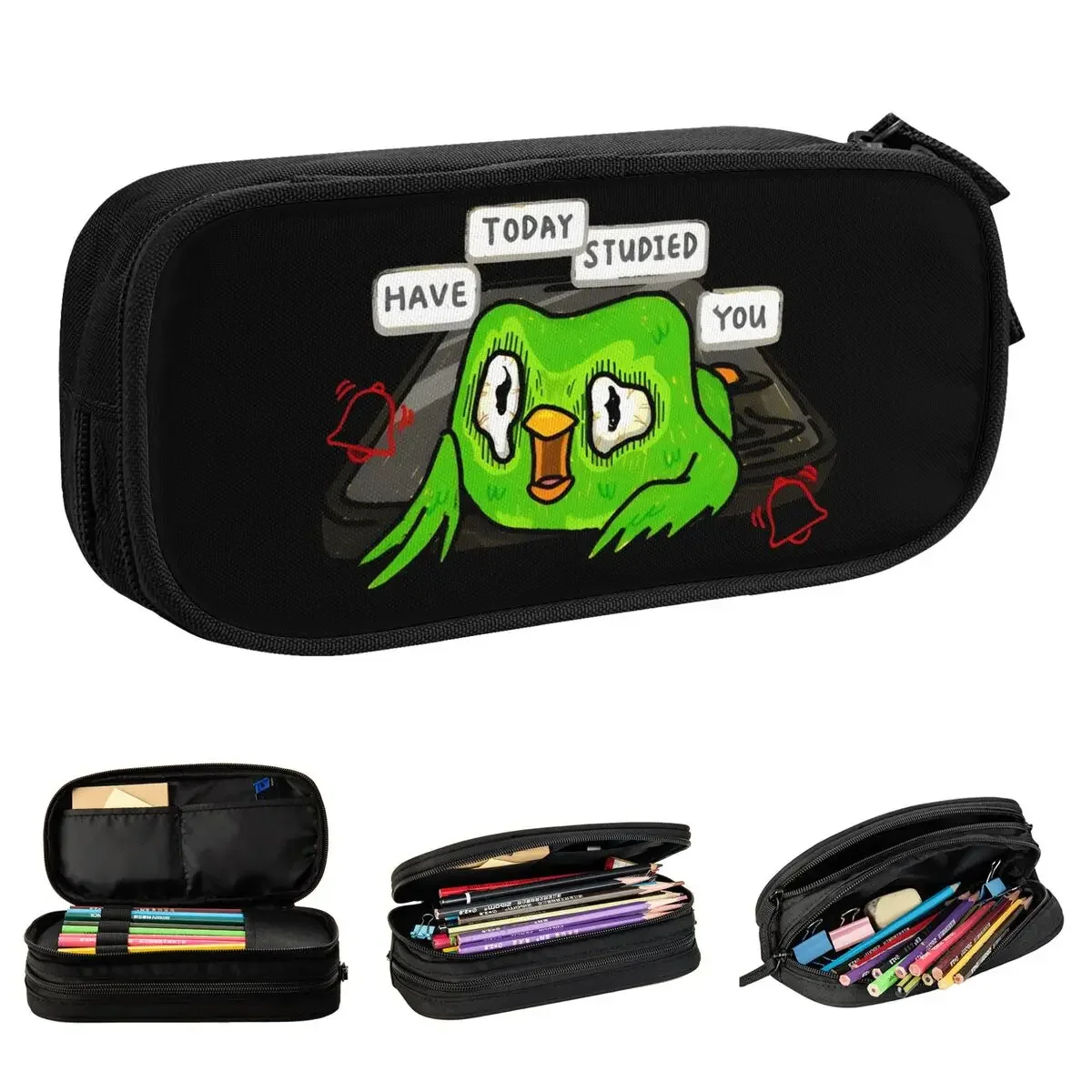

Duolingo Duo Owl Pencil Cases Creative Pen Holder Pencil Bags Kids Big Capacity School Supplies Cosmetic Pencil Pouch