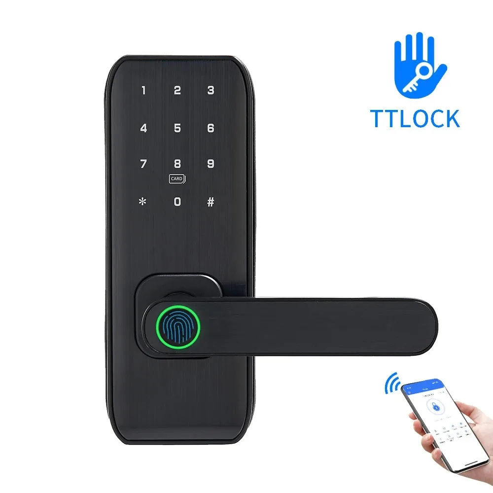 Tuya APP Lock TTLock APP Smart Fingerprint Password RFID Deadbolt Lock For Indoor Wooden Door Used