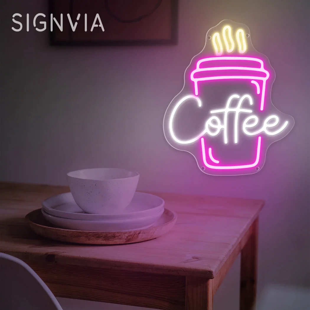 Coffee neon sign LED signboards for café restaurant studio beverage shop advertising for business cafeteria wall decor light