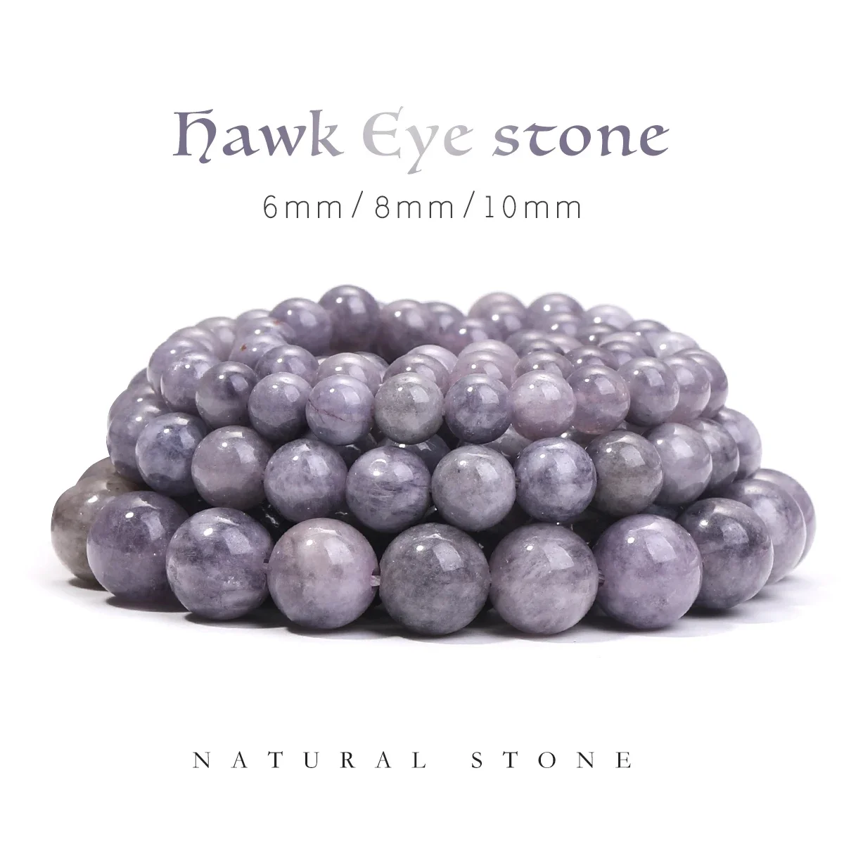 Hawk Eye Stone Loose Beads6/8/10mm Natural Polished Multi-Size Optional Round Beads DIY Bracelet Materials 1 Strip