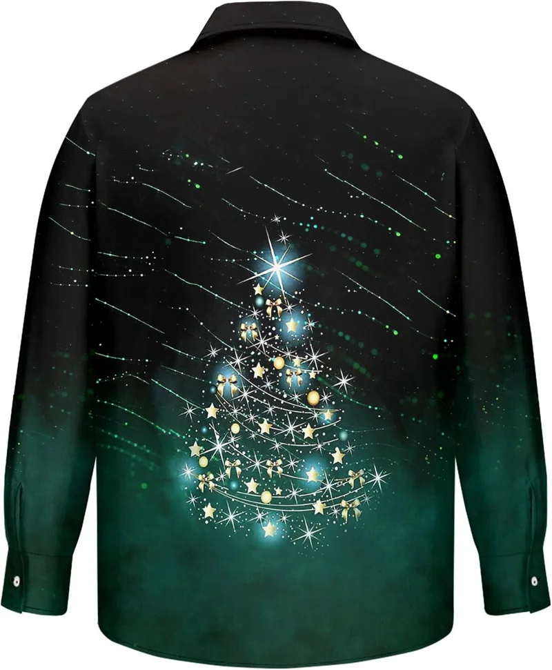 Christmas holiday shirt 3D printing hot Christmas long sleeved party men\'s top printing casual and fashionable men\'s clothing