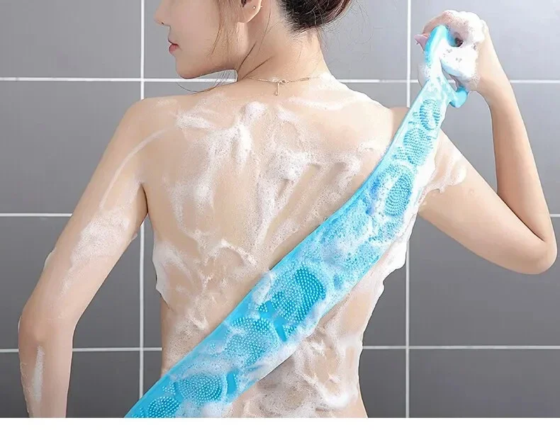 Körperschwamm, Silikonbürsten, Badetücher, Rückenbürste, Peeling-Massagegürtel, verlängerte Hautreinigungsbürsten – Detail 6