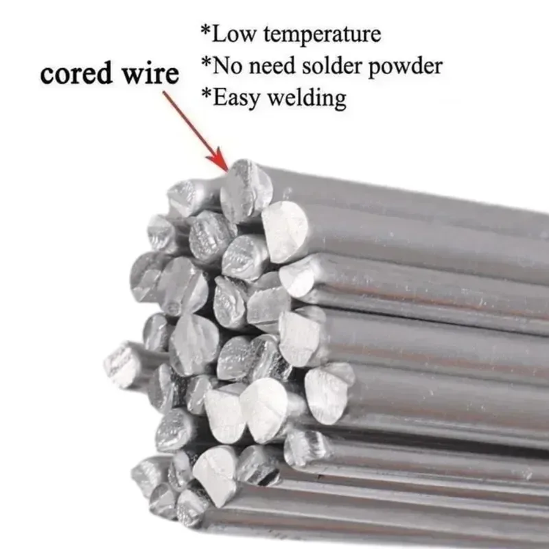 100/10pcs Low Temperature Easy Melt Welding Rods Universal Soldering Rod Aluminum Cored Wire Rod Solder Weld Bar Repairing Kits