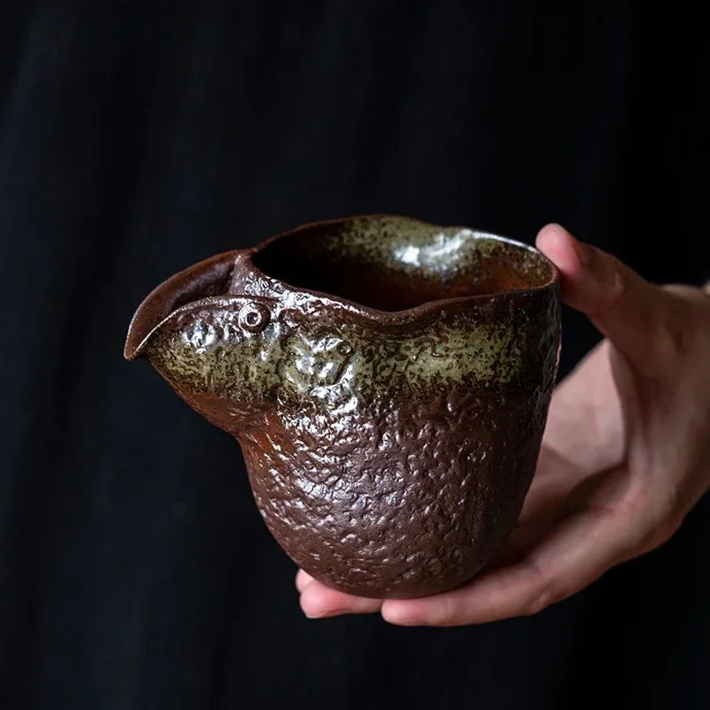 Handmade Coarse Pottery Firewood Burning Fair Cup Retro Tea Dispenser Tea Sea Fire Mark Glaze Kung Fu Gong Dao Bei