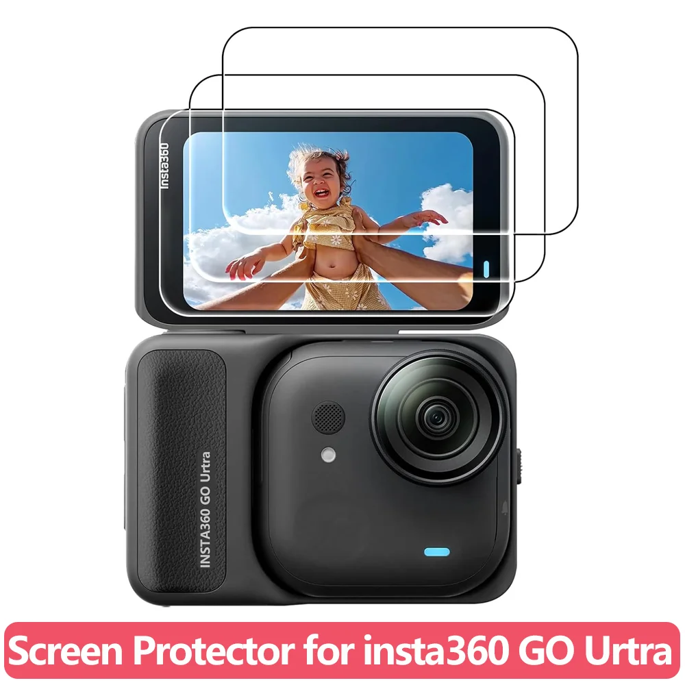 For Insta360 GO Ultra Screen Protector Tempered Glass + Lens Protector PET Film HD Clear Anti Scratch Bubble Free with Cleaning