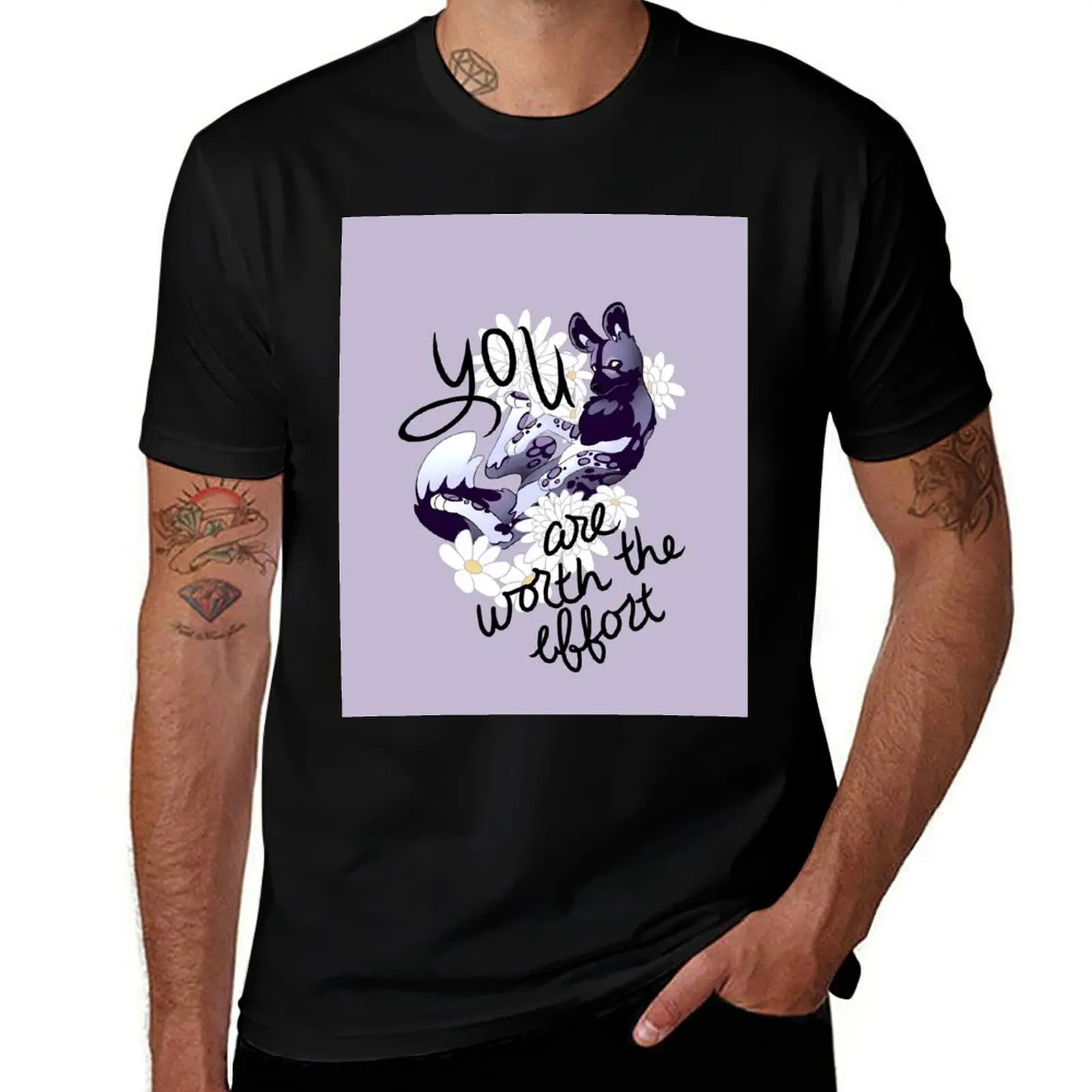 You Are Worth the Effort Painted Dog T-Shirt Novelty Print Casual Tee Shirt T-Shirt