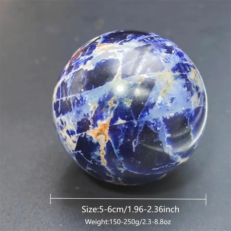 1pc Hand Carved Polished Blue Sodalite Ball Sphere Decorative Ball Gemstone Crystals for Home Decoration Rock Collections