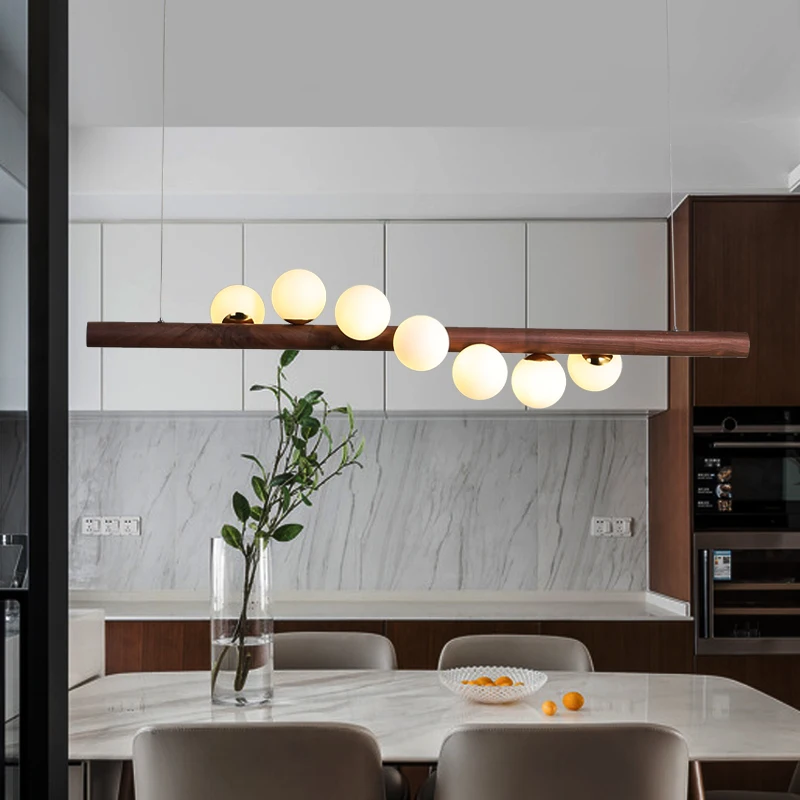 

Modern Log Chandeliers Restaurant Hanging Lamps LED Dining Room Lustre Wood Pendant Light Bar Kitchen Island Lighting Home Decor