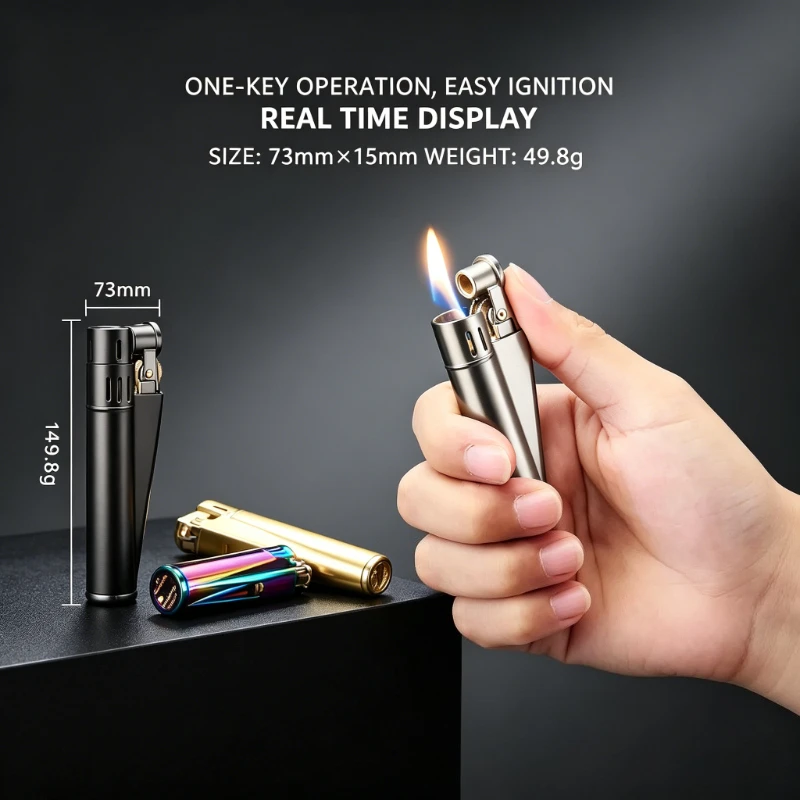 

Classic Pulley Fire Lighter, Grinding Wheel Ignition, Windproof Durable Structure, Trendy Nostalgic Collectible Gift for Smokers