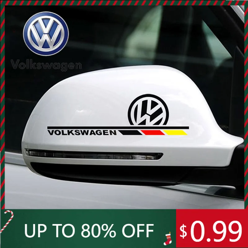 

Для VW Volkswagen Jetta MK5 Golf, 2 шт., светоотражающие наклейки на зеркала заднего вида, водонепроницаемые стикеры для Volkswagen Golf 4 5 6 7 8