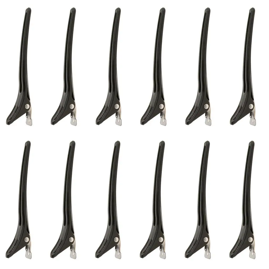 

12 Pieces Hairdressing Salon Matte Sectioning Clamp Hair Clips Hairpins Grip Barrettes