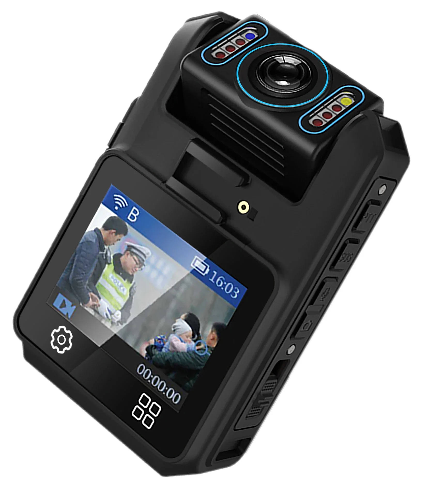 Android OS 4G Body Worn Camera Support 225-Degree Rotatable H,265 Video Compression LTE Real-time Video Broadcast