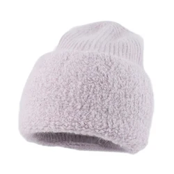 Soft Warm Winter Hat Real Rabbit Fur Winter Hats For Women Fashion Wool Beanie Hats Women Solid Adult Cover Head Cap