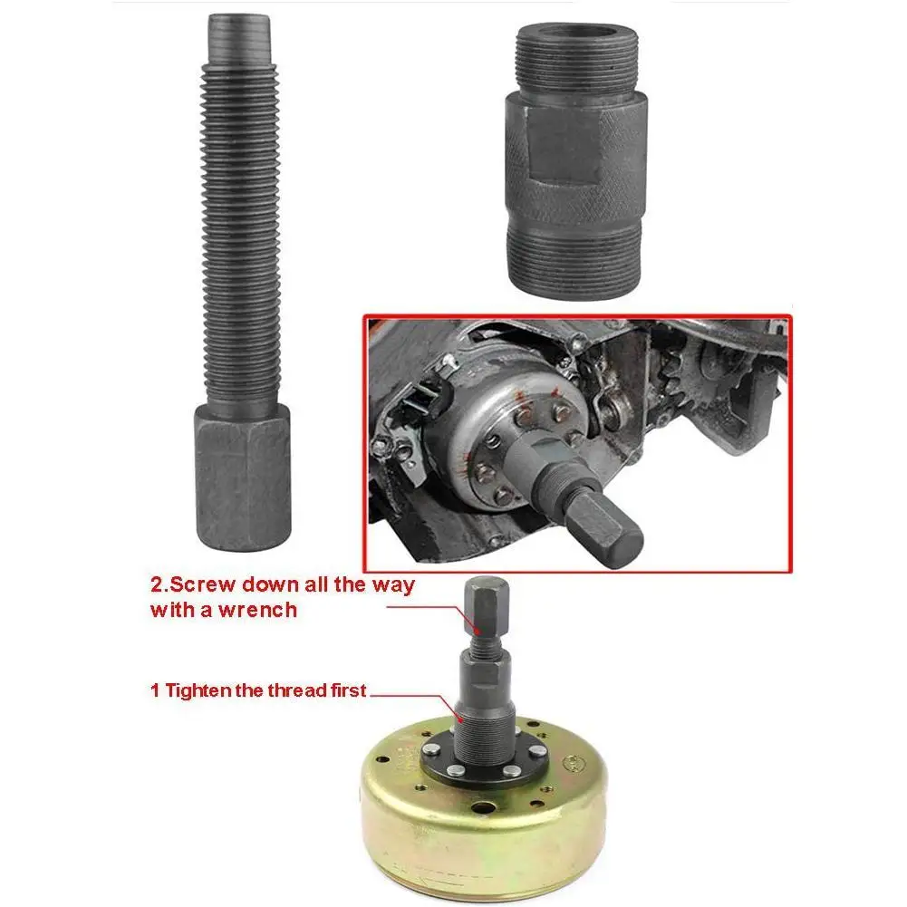 Herramientas de reparación de motocicletas, extractor de volante de inercia, doble cabezal, Magneto, tirador de Rotor de código, 24, 27