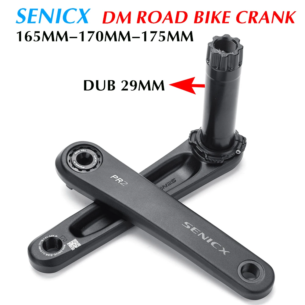 SENICX Road Bike Crankset - 165/170/175mm Arms for 10/11/12 Speed | Compatible with 24mm HollowTech II &  DUB Bottom Bracket