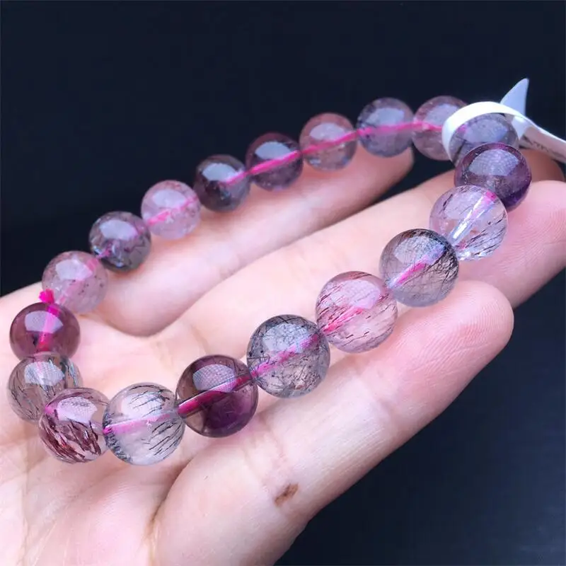 

9MM Natural Super Seven Quartz Bracelet Jewelry For Woman Man Fengshui Healing Wealth Beads Crystal Gift 1pcs