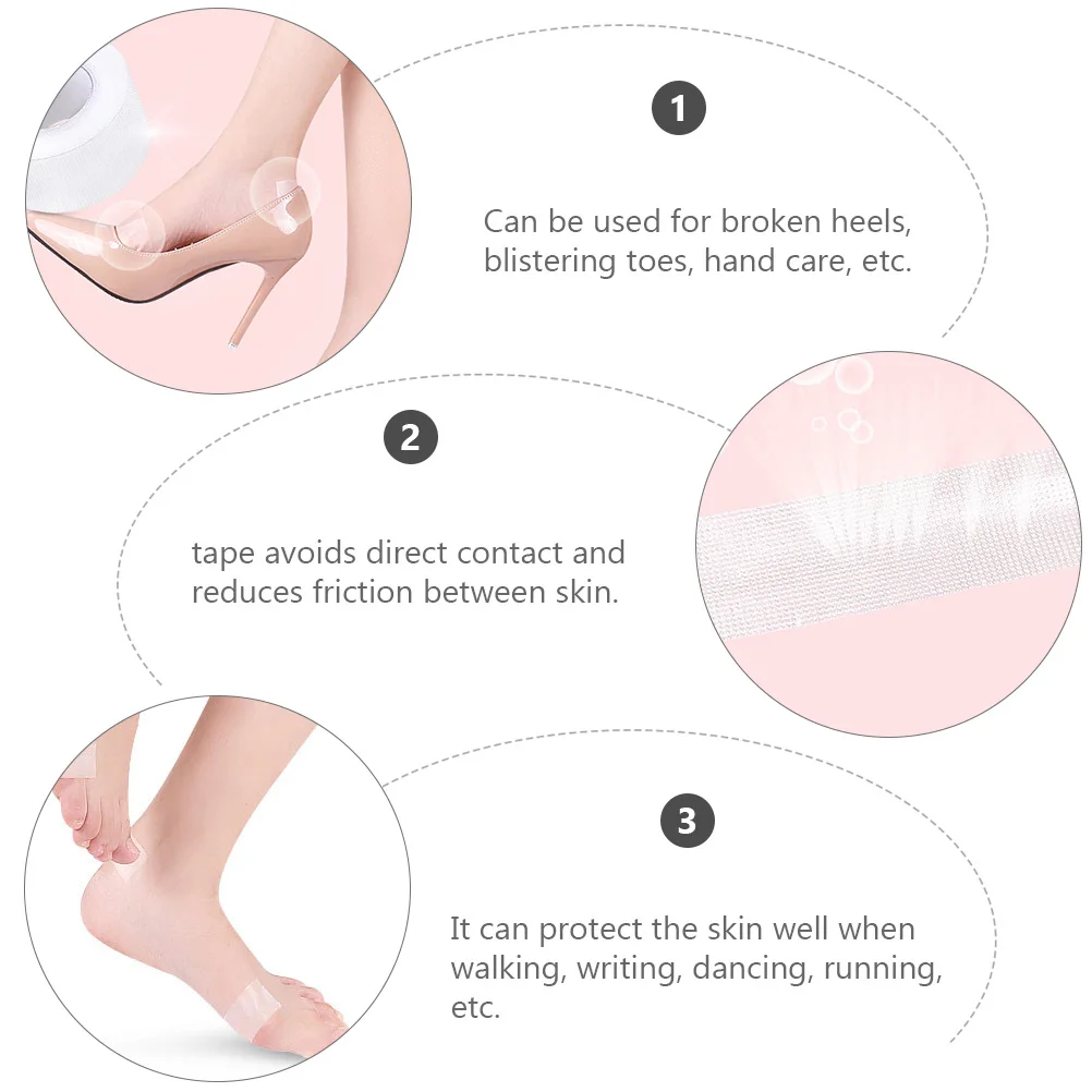 

2 Rolls Set PE Material Heel Tape Invisible Adhesive Pads Foot Care Sticker Waterproof Anti Friction Shoe Accessories