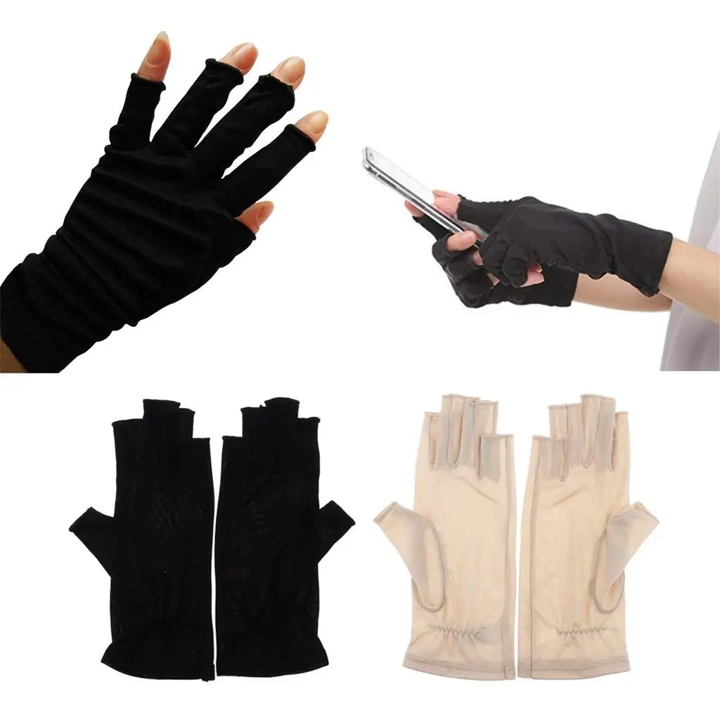 

Женские шелковые эластичные перчатки с половиной пальца, короткие перчатки без пальцев