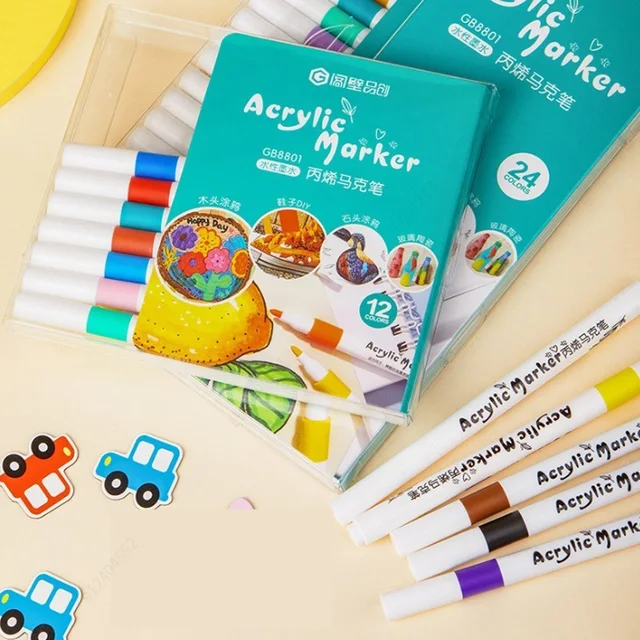 12-80 Colores Set Acrylic Paint Art Marker Pen Rock Painting for Kids Graffiti Stone Ceramic Glass Wood DIY Crafts Art Supplies 5