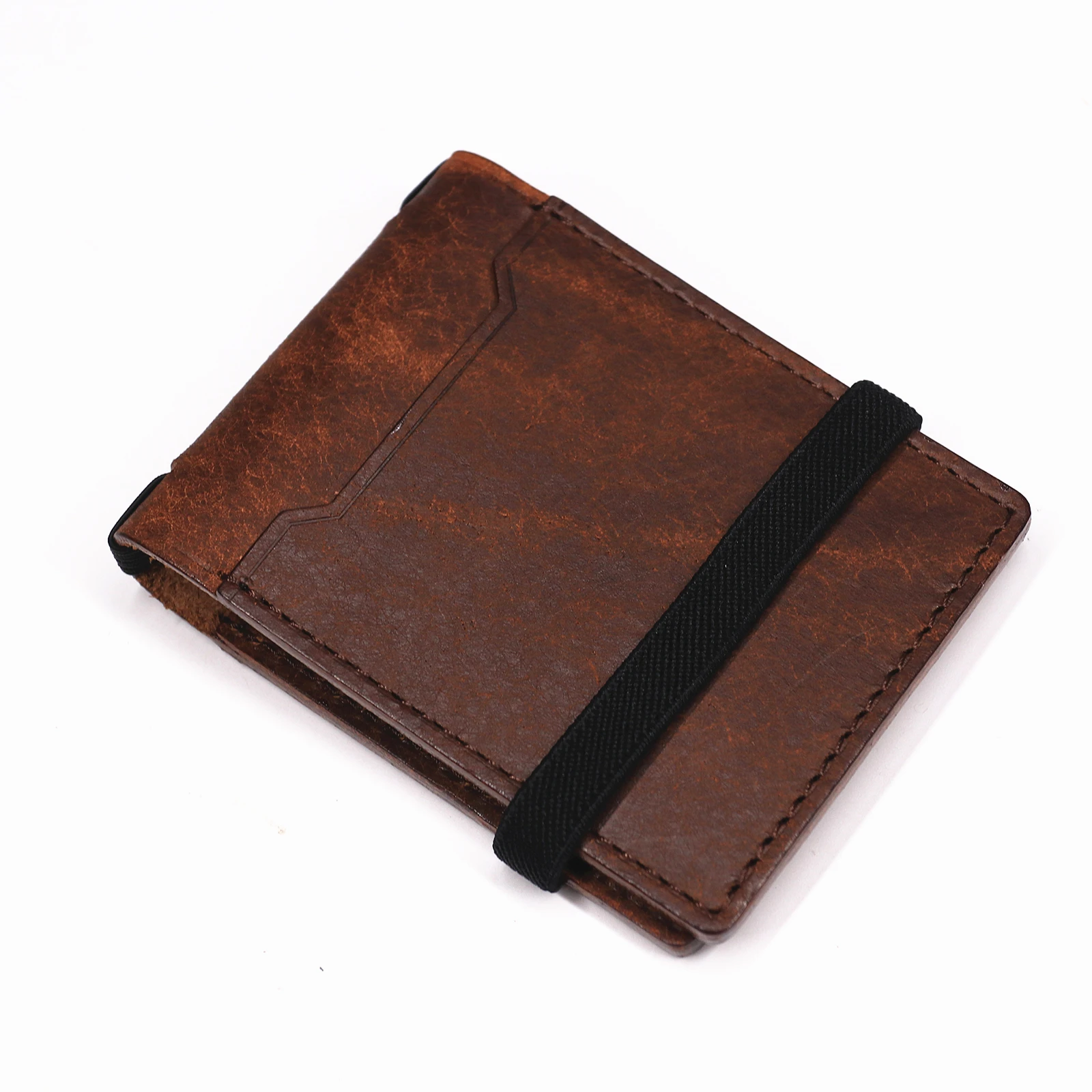 100% Genuine Leather Cash Wrap Wallet With Magnetic Clasp Slim Bifold Wallet For Men Male Money Clip Organizer With Card Holder
