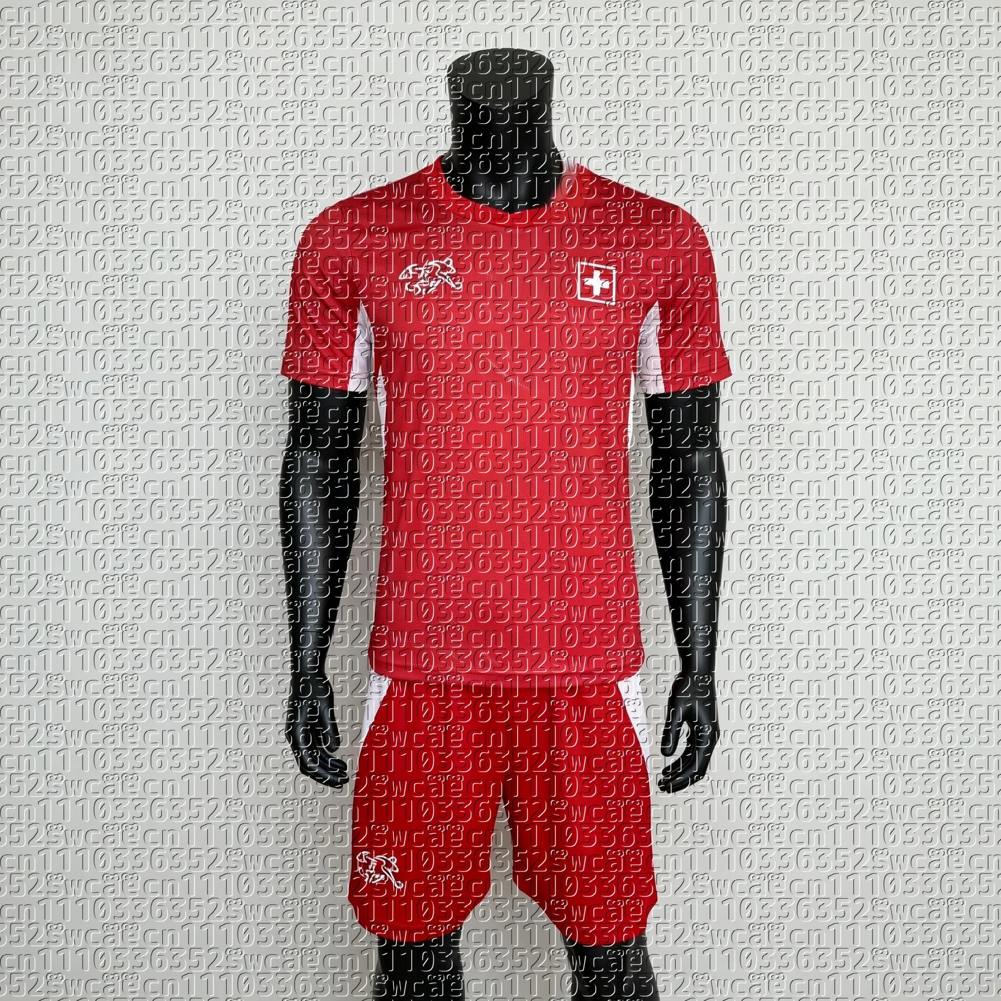 

2026 New Men's T-shirt Set Swiss Football Team Uniform Summer Training Uniform Adult Sports Top Shorts