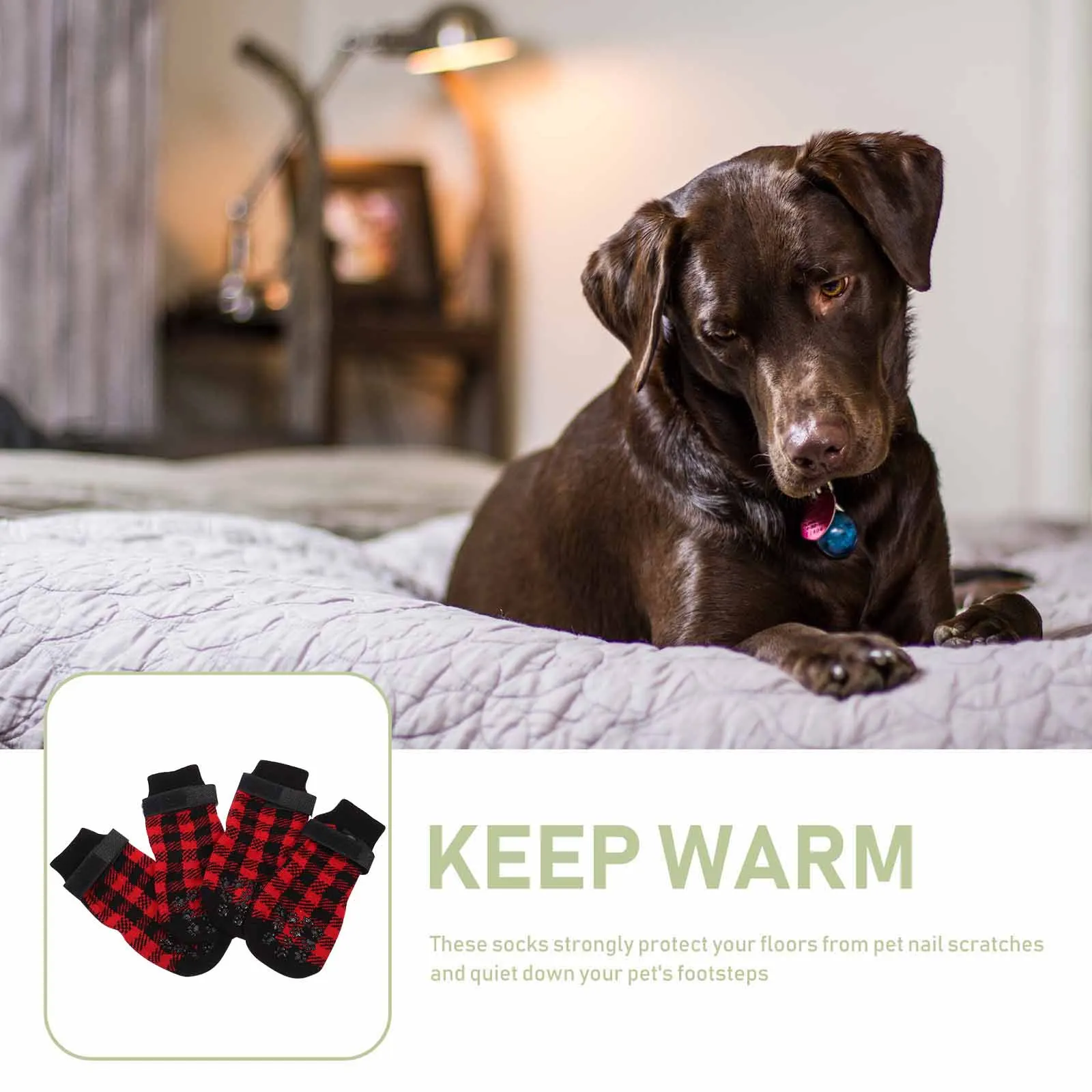 

4 Pcs Pet Cat Socks Xmas Non-slip Dog Shoes Winter Footwear for Christmas Themed