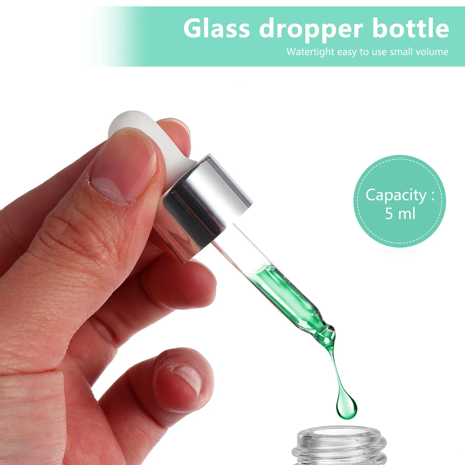 15Pcs Glass Dropper Bottle Aromatherapy Essential Oil Dispenser Leakproof Clear Refillable Travel Empty Container