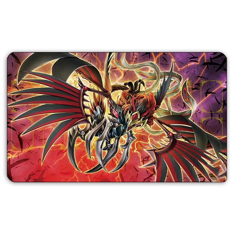 

2mm No Stitched Edges YGO Black-Feather Dragon Foil Holographic Shinny Holo Playmat Collection Game Mat Free Storage Bag