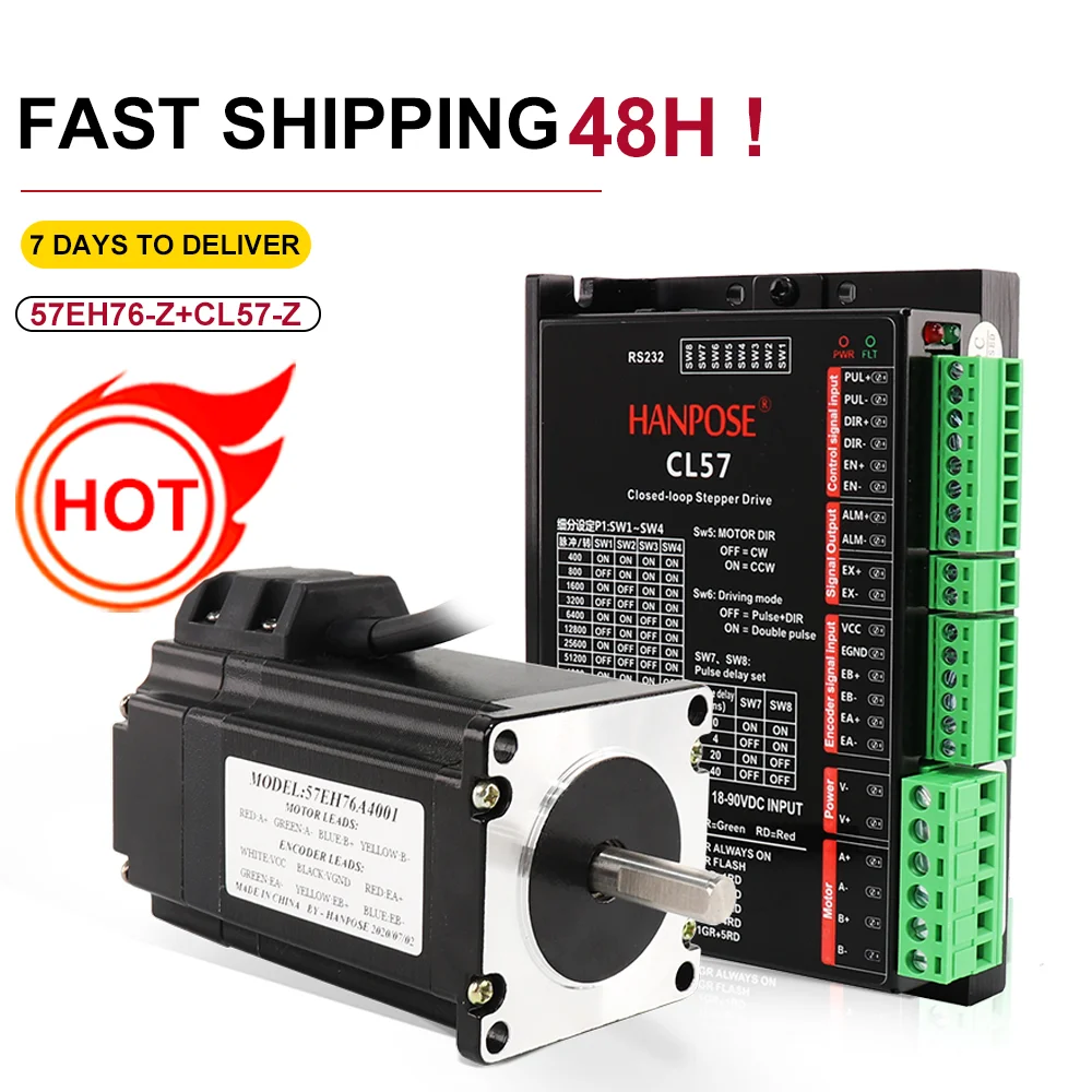 

57CME22 57EH76-Z+CL57-Z комплект Драйвер с двойным выходом Двигатель Nema23 с замкнутым контуром 4,0 А 2,2 Нм Двигатель 57 Шаговый двигатель 12 В