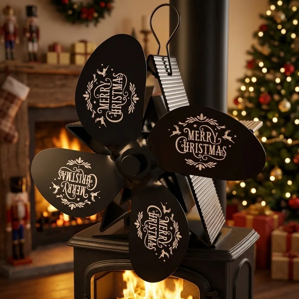 Efficient Thermal Power Stove Fan For American= Wood Burning Fireplace Quiet Heat Circulation Accessory For Cozy Living= Spaces