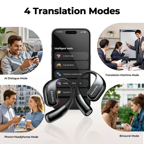 Imagen 2 del producto ERAZER X11 auriculares Bluetooth auriculares inalámbricos deportivos llamada con cancelación de ruido ganchos para las orejas OWS AI traductor auriculares