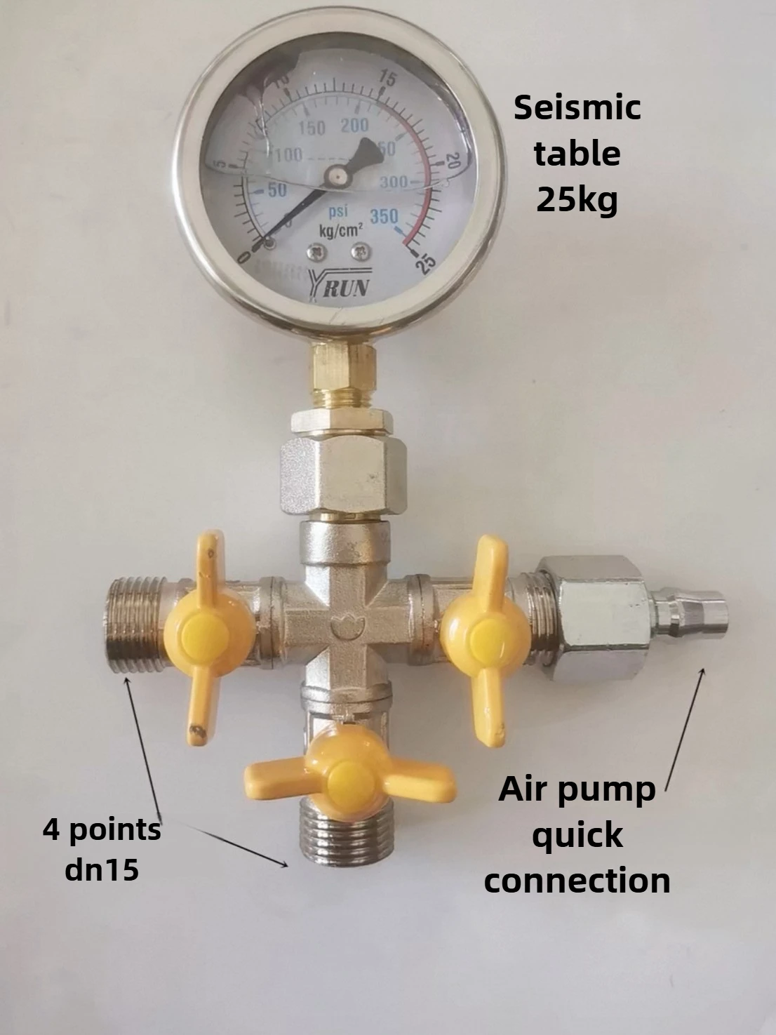 Válvula de prueba de presión de cuatro vías, agua del grifo, manómetro de calefacción geotérmica y por suelo radiante, detector de fugas con 4 puntos