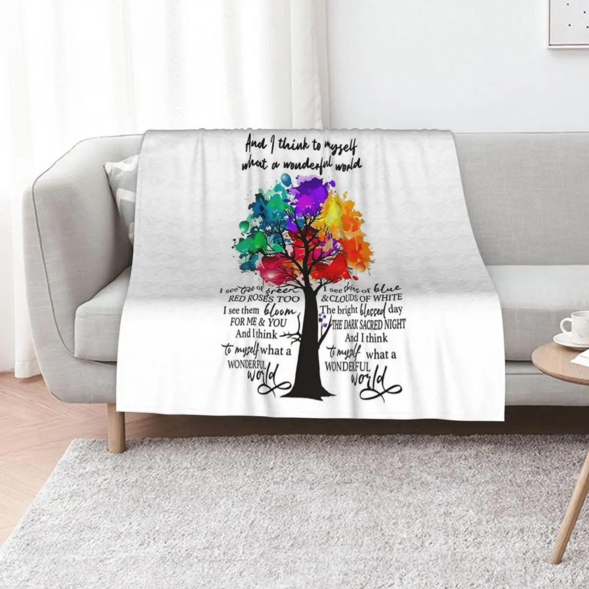 And I Think To Myself What A Wonderful World Throw Blanket Flannel Loose For Decorative Sofa manga Giant Sofa Soft Big Blankets