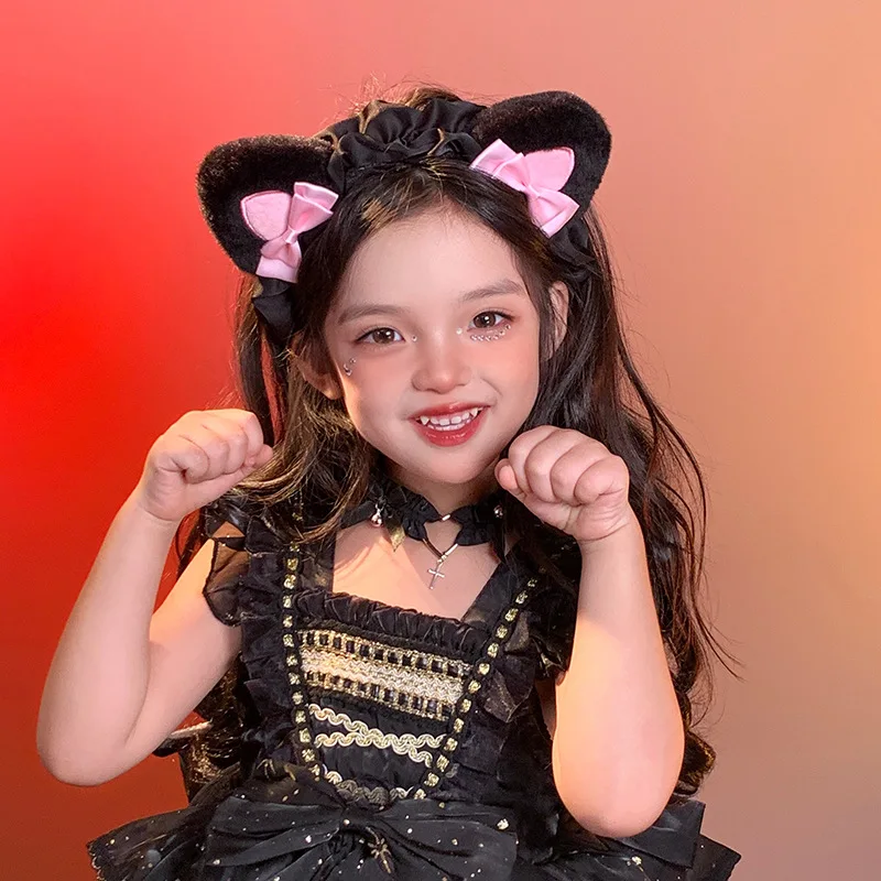 

Sanrio Hellokitty Super cute plush cat ear headband children Halloween cos kitten headband dress up headband hair accessories