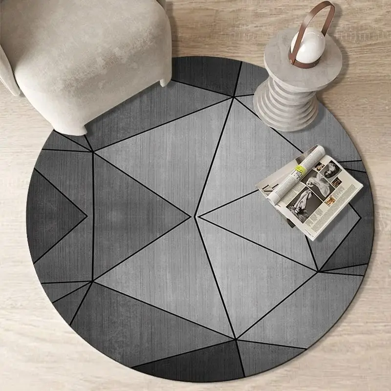 VIKAMA Light Luxury Geometric Round Crystal Velvet Carpet Home Decor Office Study Computer Gaming Chair Floor Mat Bedside Rugs