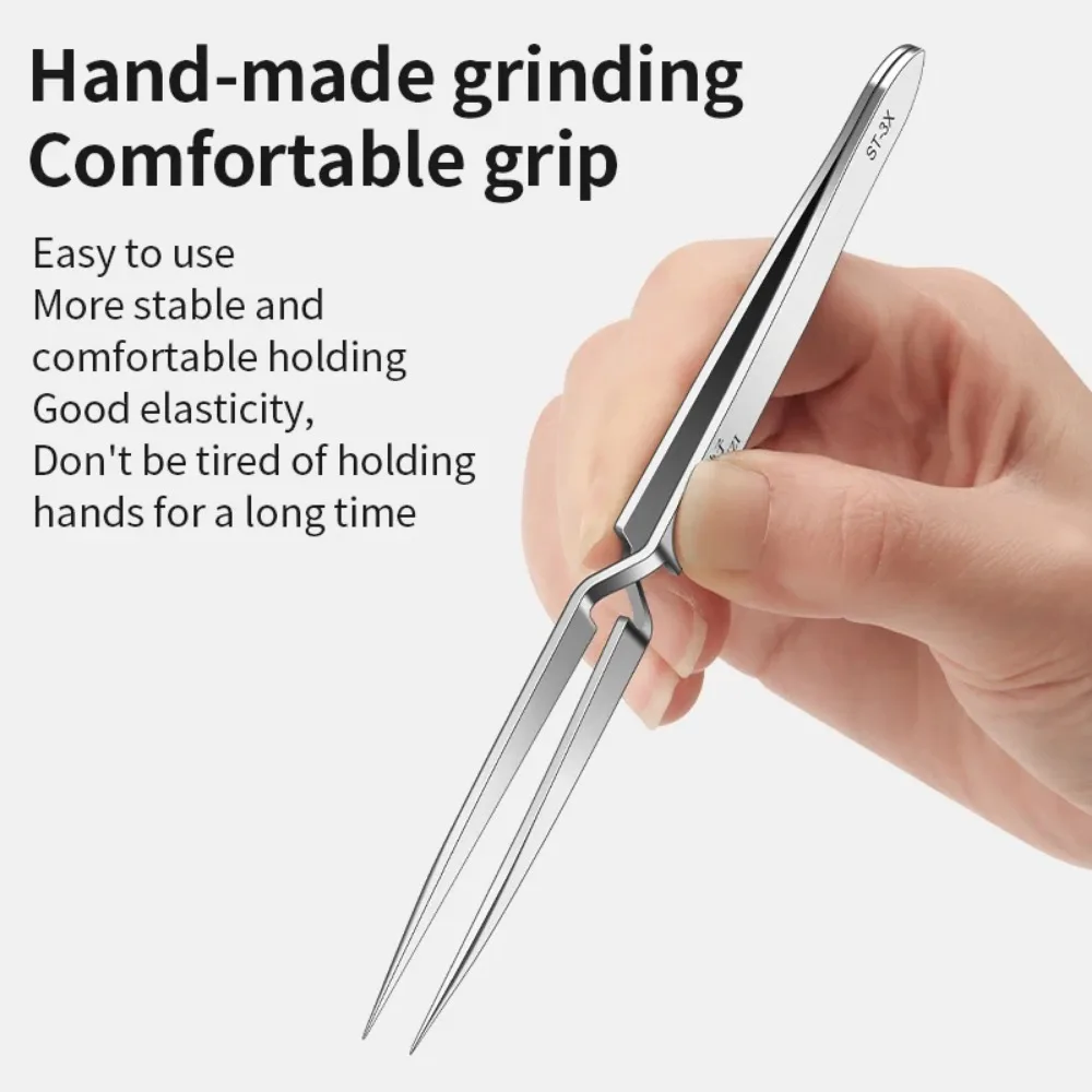 ملاقط عكسية من الفولاذ المقاوم للصدأ ملاقط صناعية مضادة للكهرباء الساكنة أدوات ملقط دقيقة غير مغناطيسية مقاومة للأحماض