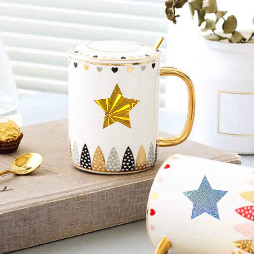 

4 Rolls Star Stickers Reward Star Shiny Self-Adhesive Stickers Coated Paper Classroom Teacher Supplies Award Decals
