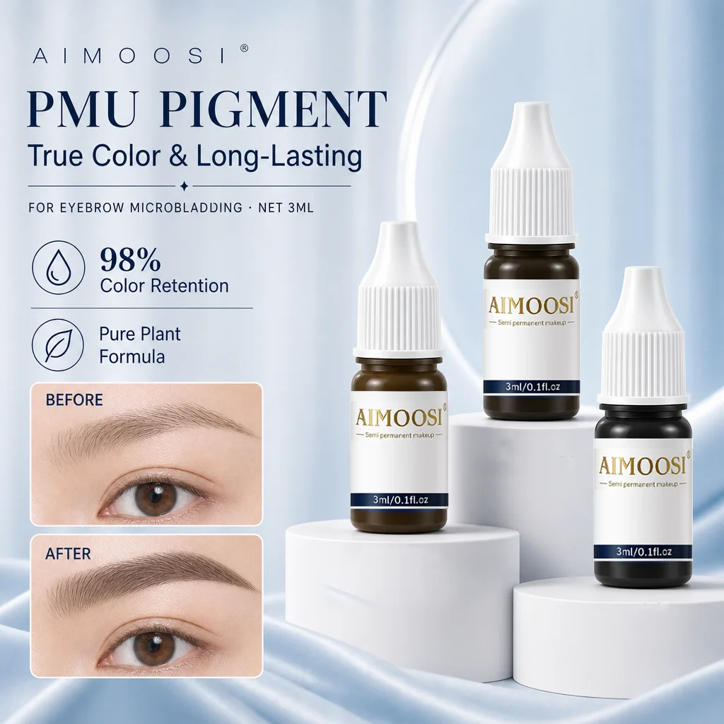 AIMOOSI Black Eyebrow Pigment 3ml PMU Tattoo Ink for Eyebrow Eyeliner Microblading Permanent Makeup Supplies