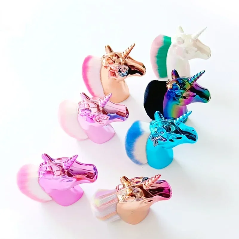 1PC Eenhoorn Make-up Kwasten Eenhoorn Paard Regenboog Houder voor Poeder Foundation Blush Contour Grote Make Up Unicornio Beauty Tool